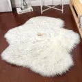 White fluffy irregular cloud rug for living room bedroom plush soft floor mat decor - White Gray Tip (Faux Wool)