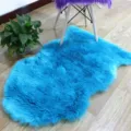 Alfombra de piel sintetica azul irregular alfombra de felpa para sala decoracion hogar suave - Azul