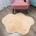 Soft fluffy irregular plush rug for living room bedroom cozy floor mat home decoration. - Beige (Long Rabbit Fur)