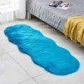 Blue Fux Fur Rug Fluffy Bedroom Bedside Carpet Soft Shaggy Mat For Living Room - Dark Blue