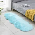 Light blue fluffy faux fur rug bedside mat soft plush carpet for bedroom living room floor - Light Blue