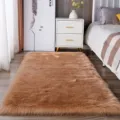 Pluche faux fur vloerkleed kameel zacht harig tapijt voor slaapkamer bedomgeving - Breedte 50 x Lengte 100cm / Khaki