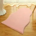 Roze onregelmatig pluche vloerkleed zacht faux konijnenbont tapijt voor slaapkamer woonkamer - 60*90 Eén Uiteinde Rond / Roze