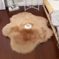 Camel fluffy irregular faux fur rug, soft plush carpet for living room bedroom floor mat. - Dark Pink (Faux Wool)