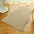 Onregelmatig imitatie konijnenbont tapijt beige, pluche zachte vloermat voor woonkamer slaapkamer - 60*90 Eén Uiteinde Rond / Licht kaki