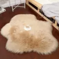 Beige faux fluffy irregular rug living room bedside soft plush mat cute floor carpet - Khaki (Faux Wool)