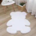 Gezellig wit beren pluche tapijt detail, zacht fluffy materiaal voor de kinderkamer. - 45*60cm / Puur wit