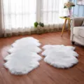Zachte witte nepbont vloerkleed set, pluche onregelmatige vloermat voor woonkamer en slaapkamer. - 1p Golvend 65cm*100cm / Wit