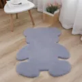 Cute grey bear shaped plush rug, soft fluffy floor mat for bedroom, living room, and children's room. - Gray