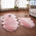 Roze imitatie wol pluche vloerkleed onregelmatig voor woonkamer slaapkamer bank kussen 1P 2P. - 1p Golvend 65cm*100cm / Lichtroze