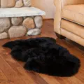 Tapis de fausse peau de mouton noire tapis pelucheux doux pour chambre et salon moderne - Noir