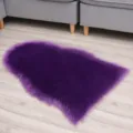 Purple faux wool plush rug irregular floor mat variant display for cozy bedroom bedside decor. - Purple