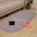 Thickened imitation rabbit fur oval rug, soft grey plush floor mat for living room bedroom - Short Plush Light Gray