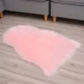 Pink faux sheepskin plush irregular rug, fluffy home decor floor mat for bedroom bedside. - Light Pink