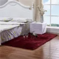 Tapis moelleux en fausse fourrure, tapis de chevet en peluche douce pour chambre, déco. - Bordeaux
