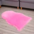 Pink fluffy heart-shaped faux fur rug for home bedroom and living room decor - Pink