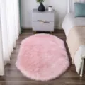Roze ovaal imitatiebont vloerkleed zacht pluizig hoogstaand tapijt voor slaapkamer - Breedte 50 x Lengte 150cm / Lichtroze Ovaal