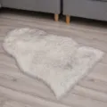 Fluffy faux fur rug sheepskin shape soft plush area rug for bedroom living room decor - White Ash