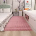 Tapis moelleux rose pelucheux pour le lit, tapis de sol en velours bulle doux pour une déco chaleureuse. - 45x45 cm / Rose Sakura