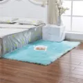 Tapis de chambre en fausse fourrure moderne minimaliste tapis de sol duveteux bleu clair - Bleu clair
