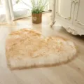 Soft fluffy heart-shaped faux fur rug for bedroom living room sofa cozy floor mat. - White with Orange Tips