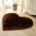 Faux fur heart-shaped rug, soft fluffy plush carpet for bedroom, living room floor mat brown - Coffee