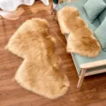 Modern minimalist heart-shaped faux wool carpet, soft fluffy long plush floor mat for bedroom - Light Camel
