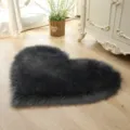 Dark grey heart shaped faux fur rug fluffy soft shaggy carpet for bedroom living room floor - Dark Gray