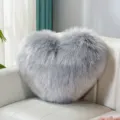 Cuscino in pelliccia sintetica a forma di cuore grigio morbido peluche per soggiorno divano - 30*40cm Forma di Cuore / Grigio chiaro