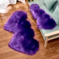 Tapis coeur en fausse fourrure violette moquette moelleuse pour chambre salon sofa - Violet