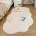 Fluffy white cloud rug for bedroom, soft irregular bedside floor mat, cozy modern home decor. - 60*90cm Irregular Cloud / Beige White