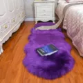 Purple faux fur plush rug for living room bedroom bedside fluffy thick floor mat decor. - Violet