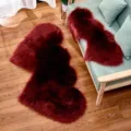Burgundy Heart Faux Fur Rug Plush Fluffy Carpet for Living Room Bedroom Home Decor - Burgundy