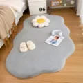 Grey irregular fluffy cloud rug for bedroom bedside, modern aesthetic soft plush mat. - 60*90cm Irregular Cloud / Light Gray