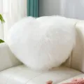 Cuscino a forma di cuore in lana sintetica bianca, morbido cuscino peluche per il divano. - 30*40cm Forma di Cuore / Bianco