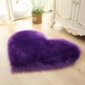 Purple Heart-Shaped Fluffy Rug Soft Faux Fur Carpet for Bedroom Living Room Decor - Purple