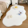Modern fluffy irregular cloud rug for bedroom, soft plush floor mat for bedside use. - 60*90cm Irregular Cloud / White