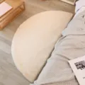 Halfrond nep konijnenbont tapijt pluche donzige vloermat voor slaapkamer bedside decor - 45x90cm / Beige