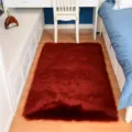 Faux wool area rug soft furry floor mat for living room bedroom bedside cozy home decor. - 20x40cm Rectangular / Burgundy