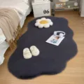 Modern fluffy dark gray irregular cloud bedside carpet soft floor mat for home bedroom - Dark Gray