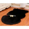 Black faux fur sheepskin rug soft fluffy area rug for living room bedroom home decor mat - 20x40cm Rectangular / Black