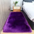 Purple faux fur fluffy area rug, soft plush sheepskin floor mat for bedroom, home decor. - 20x40cm Rectangular / Violet