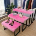 Pink faux fur cushion mat for sofa and bench, soft fluffy sheepskin carpet cover for home decor. - 20x40cm Rectangular / Pink