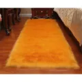 Cozy orange faux fur area rug for bedroom floor, soft fluffy bedside mat, home decor. - 20x40cm Rectangular / Golden Camel