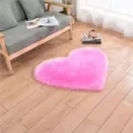 Pink Heart Faux Fur Rug Soft Fluffy Shag Carpet for Bedroom Living Room Floor Mat - Fuchsia Heart