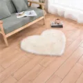 Soft fluffy faux wool heart shaped rug for bedroom and living room floor decor. - White with Yellow Tip Heart