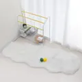 White faux fur rug soft fluffy carpet for living room bedroom floor mat bedside home decor. - White with Silver Thread