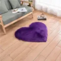 Purple heart faux fur rug, fluffy fluffy bedside floor mat for cozy bedroom decor. - Purple Heart
