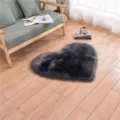 Grey faux fur heart shaped rug for bedroom bedside and living room floor mat cozy home decor - Dark Gray Heart