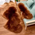 Brown faux wool heart-shaped fluffy rug soft plush floor mat for bedroom home decor. - Coffee
